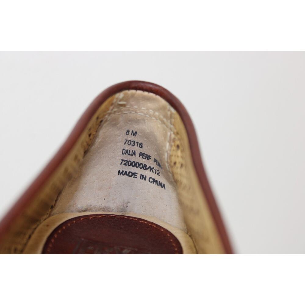 Women’s Frye Penny Loafers Dalia Brown Leather Perforated Shoes Flat Preppy 8 M - Picture 5 of 12